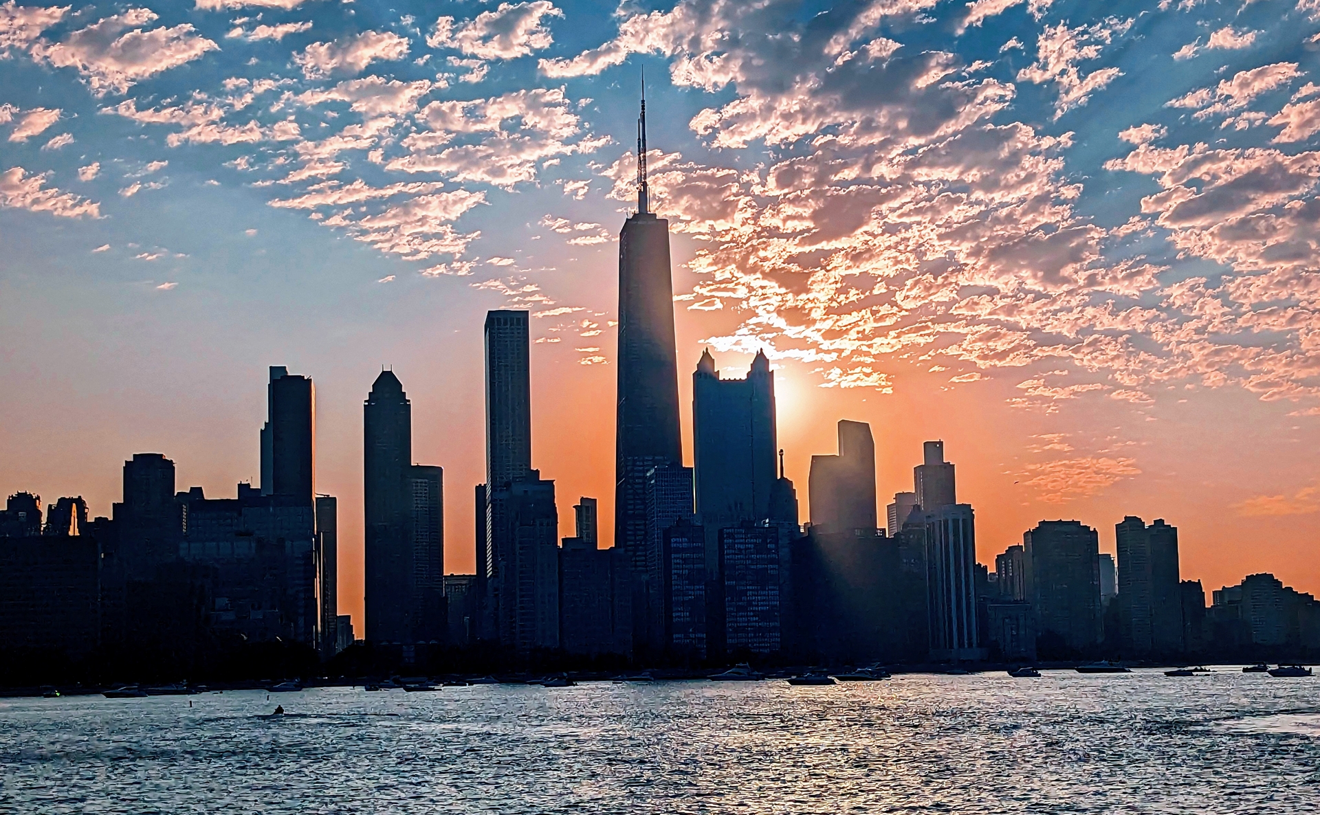 Chicago skyline during sun rise
